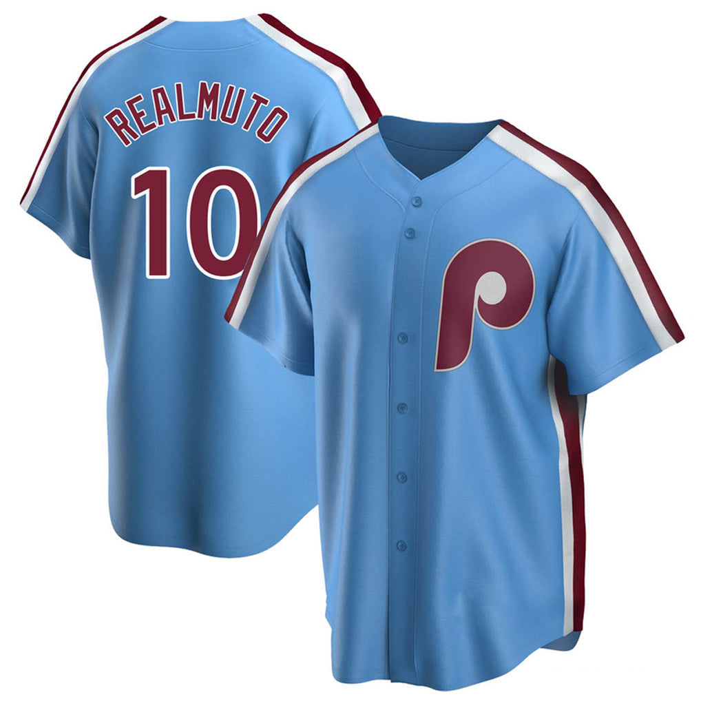 MATTH P.Phillies #10 J.T. Realmuto Player Light Blue Replica Game Stitched Jerseys