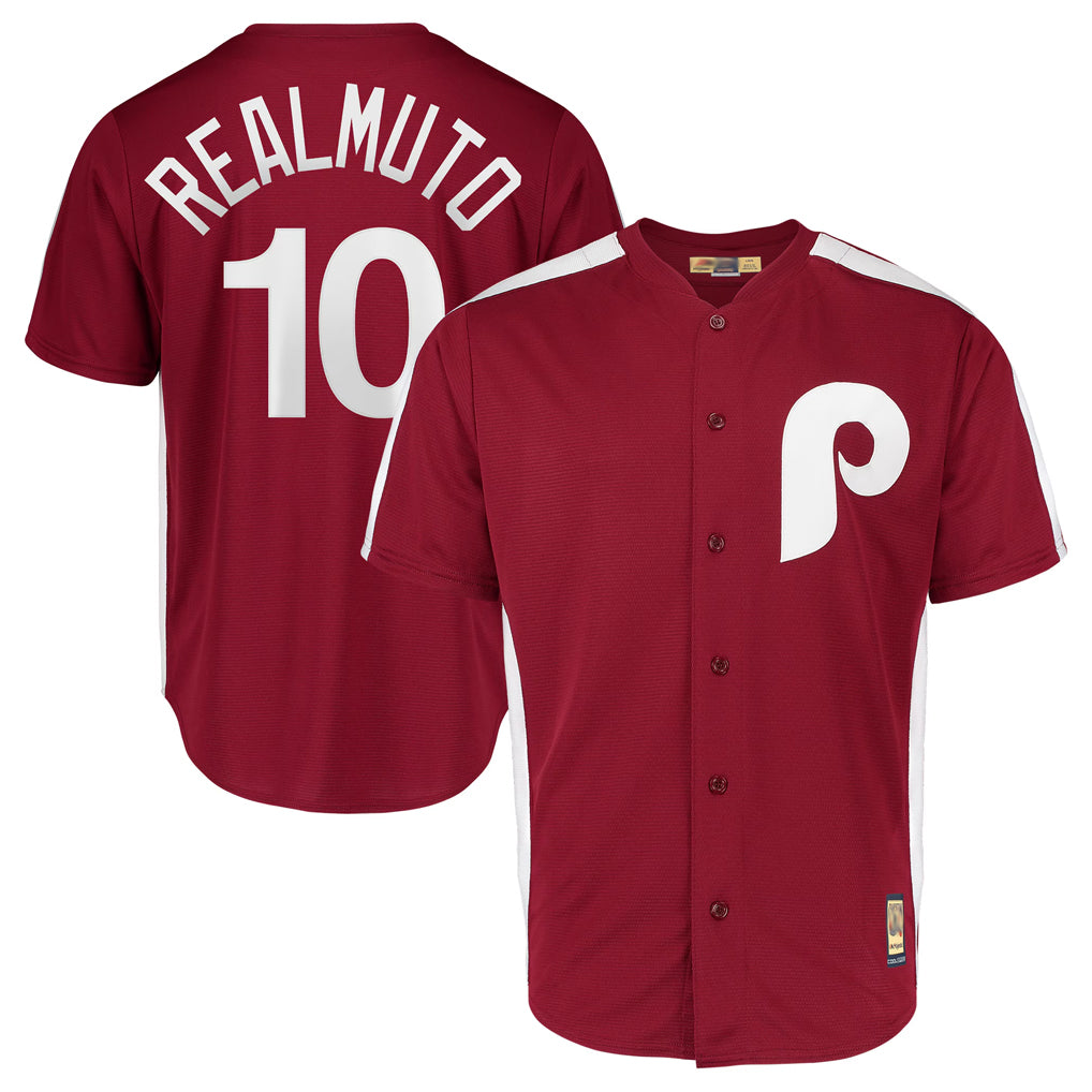 MATTH P.Phillies #10 J.T. Realmuto Player Red Cooperstown Collection Limited Home Stitched Jerseys
