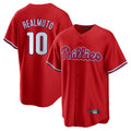 MATTH P.Phillies #10 J.T. Realmuto Player Red Home Game Stitched Jerseys