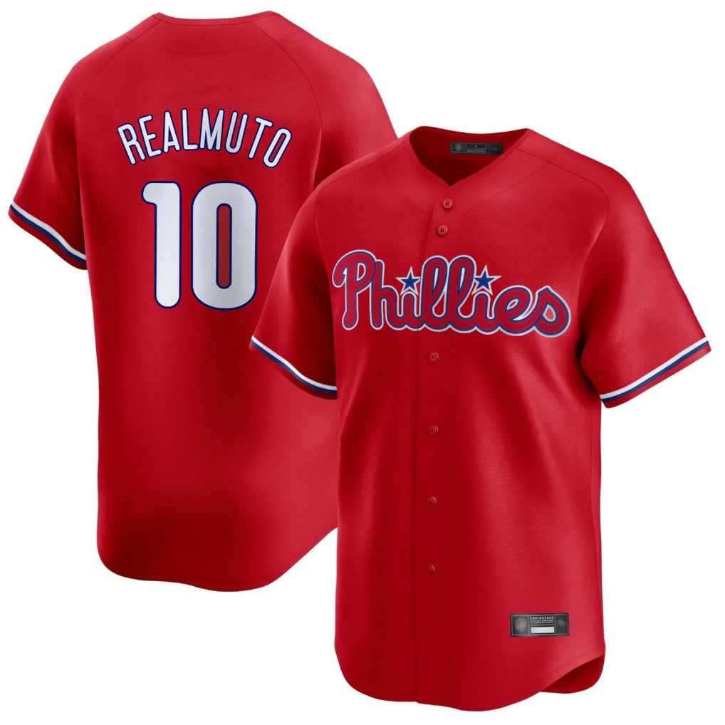 MATTH P.Phillies #10 J.T. Realmuto Player Red Home Limited Stitched Jerseys