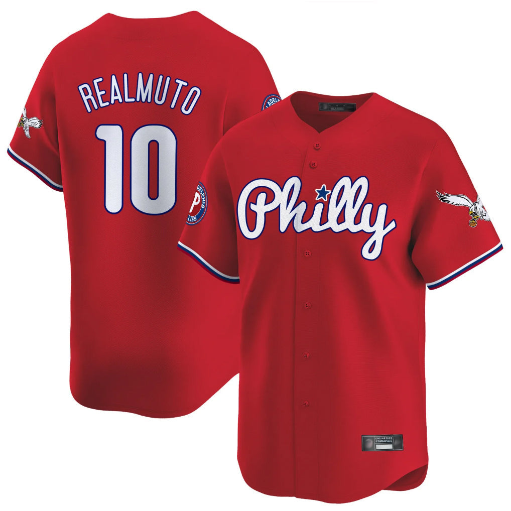 MATTH P.Phillies #10 J.T. Realmuto Player Red Phillies & Eagles Vapor Premier Limited Stitched Jerseys