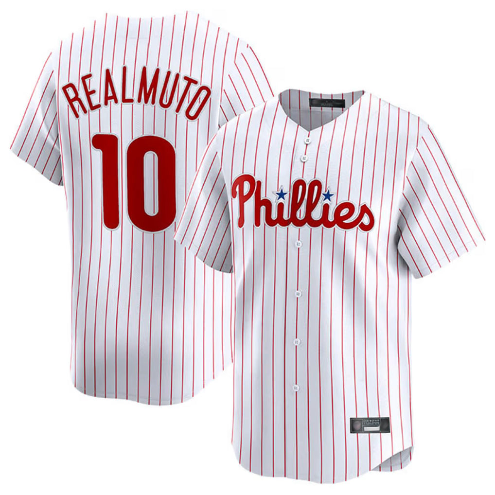 MATTH P.Phillies #10 J.T. Realmuto Player White Home Limited Stitched Jerseys