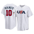 MATTH P.Phillies #10 J.T. Realmuto Player White USA World Classic Home Game Stitched Jerseys