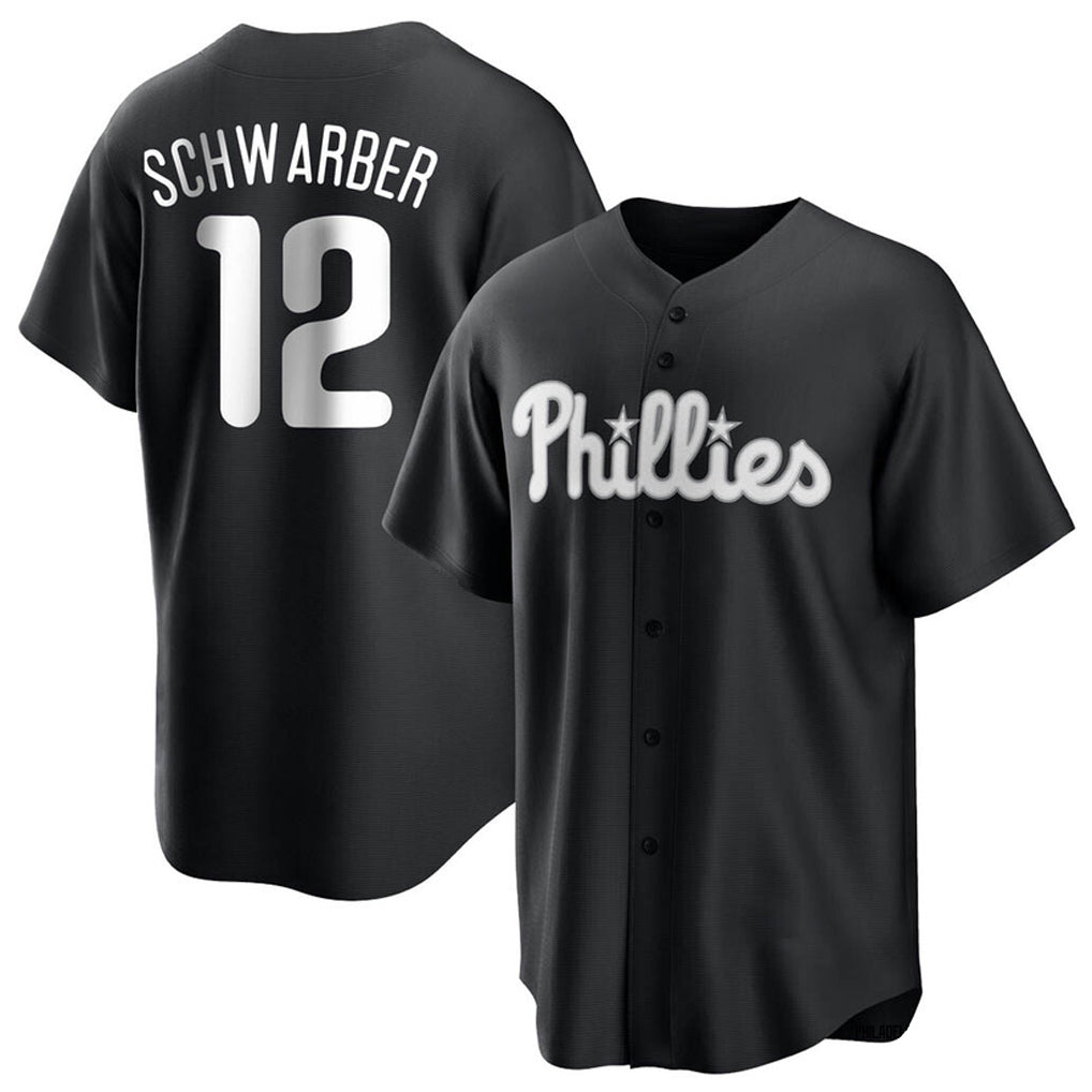 MATTH P.Phillies #12 Kyle Schwarber Player Black Alt Fashion Home Game Stitched Jerseys