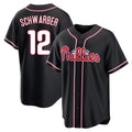 MATTH P.Phillies #12 Kyle Schwarber Player Black Fashion Out Home Game Stitched Jerseys