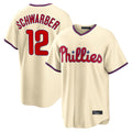 MATTH P.Phillies #12 Kyle Schwarber Player Cream Home Game Stitched Jerseys