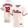 MATTH P.Phillies #12 Kyle Schwarber Player Cream Home Limited Stitched Jerseys