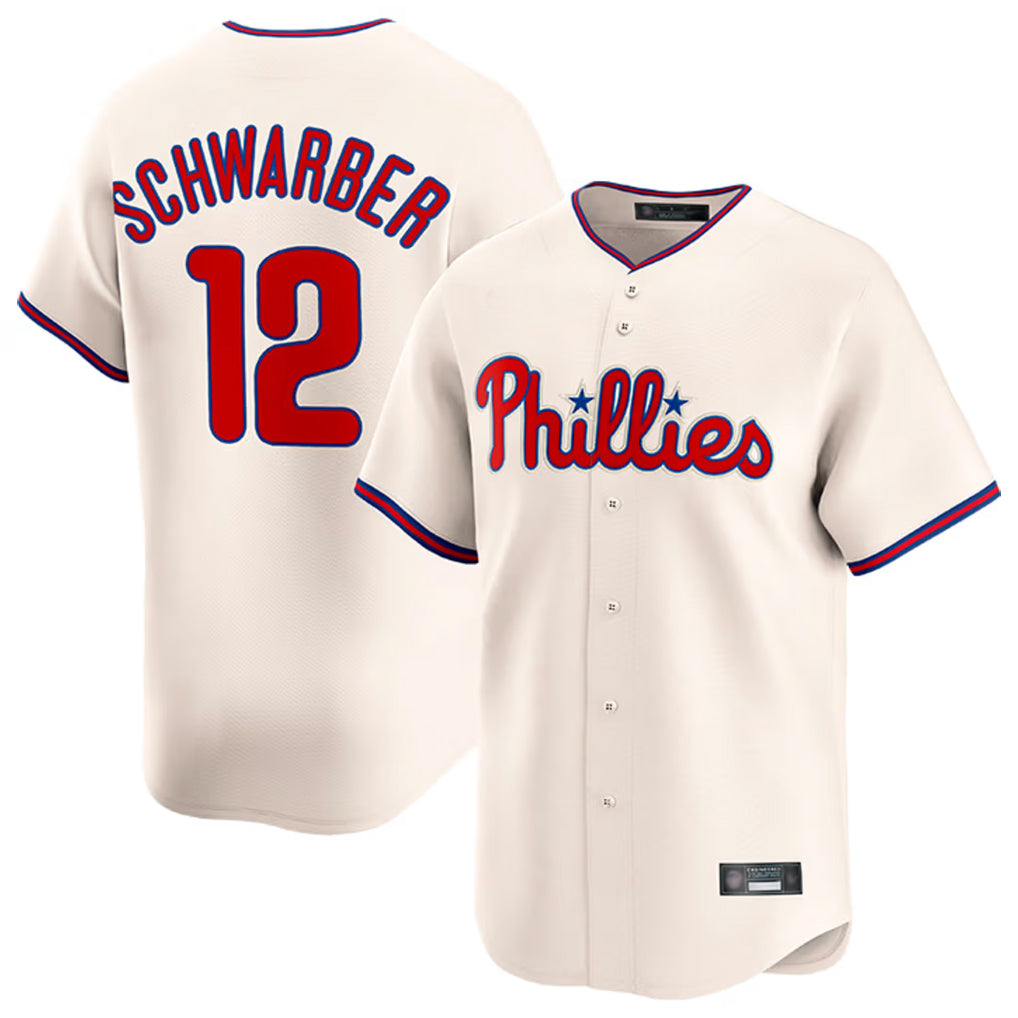 MATTH P.Phillies #12 Kyle Schwarber Player Cream Home Limited Stitched Jerseys