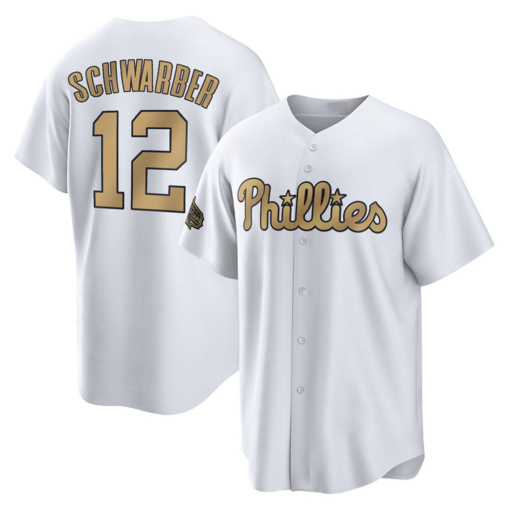 MATTH P.Phillies #12 Kyle Schwarber Player Gold All-Star Home Game Stitched Jerseys