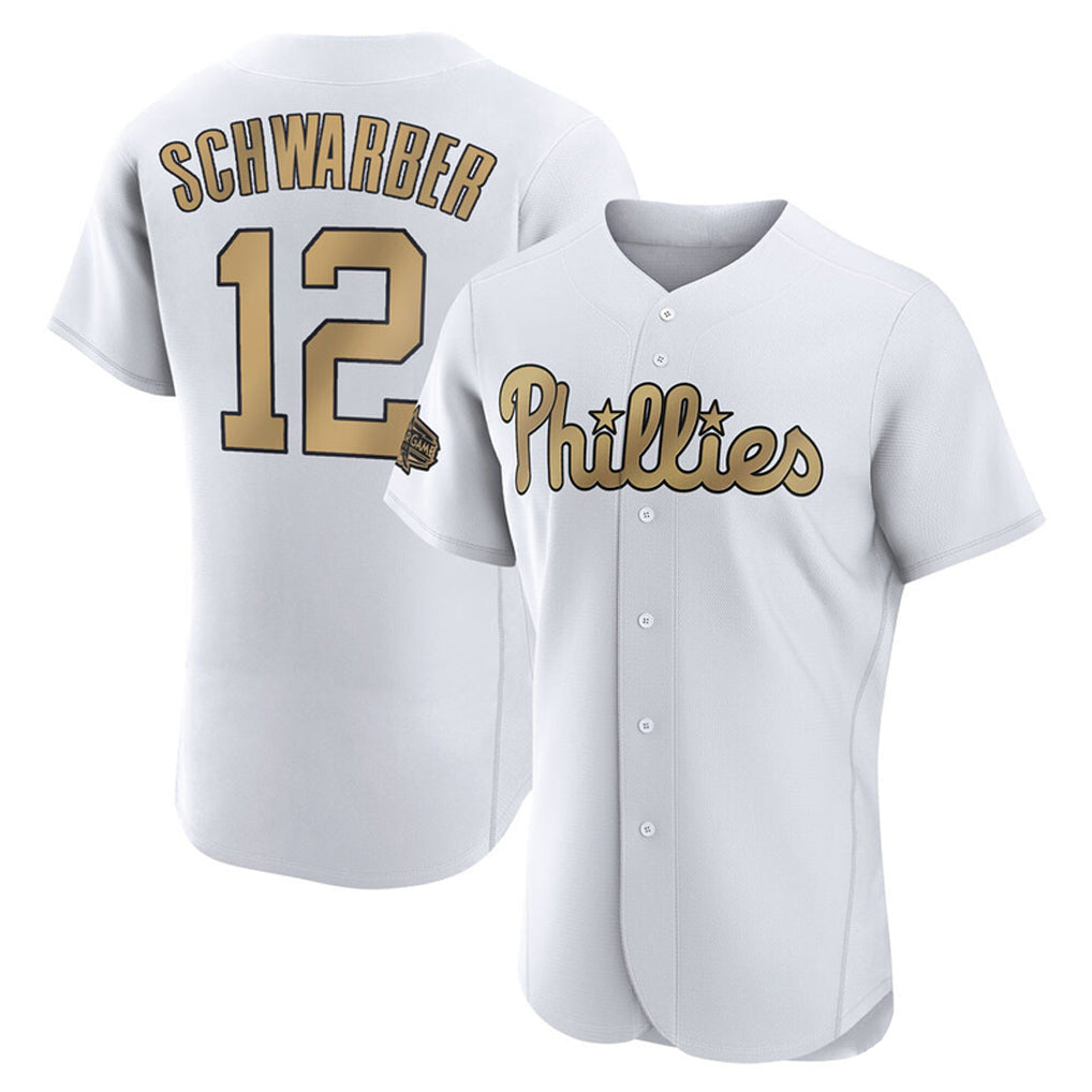 MATTH P.Phillies #12 Kyle Schwarber Player Gold All-Star Home Limited Elite Stitched Jerseys