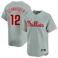 MATTH P.Phillies #12 Kyle Schwarber Player Gray Home Limited Stitched Jerseys