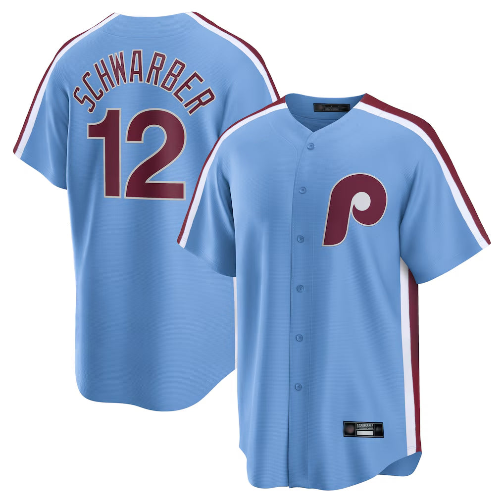 MATTH P.Phillies #12 Kyle Schwarber Player Light Blue Home Game Stitched Jerseys