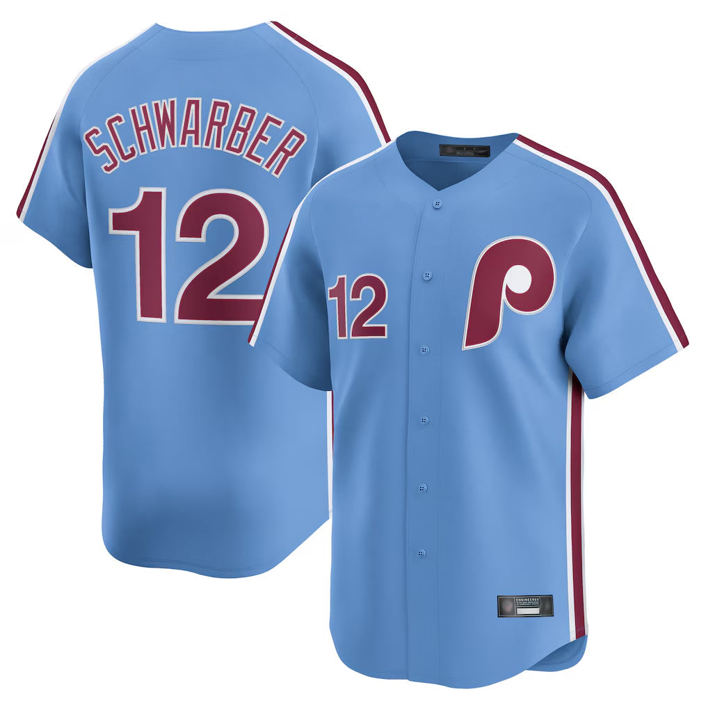 MATTH P.Phillies #12 Kyle Schwarber Player Light Blue Home Limited Stitched Jerseys