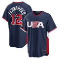 MATTH P.Phillies #12 Kyle Schwarber Player Navy USA World Classic Game Limited Stitched Jerseys