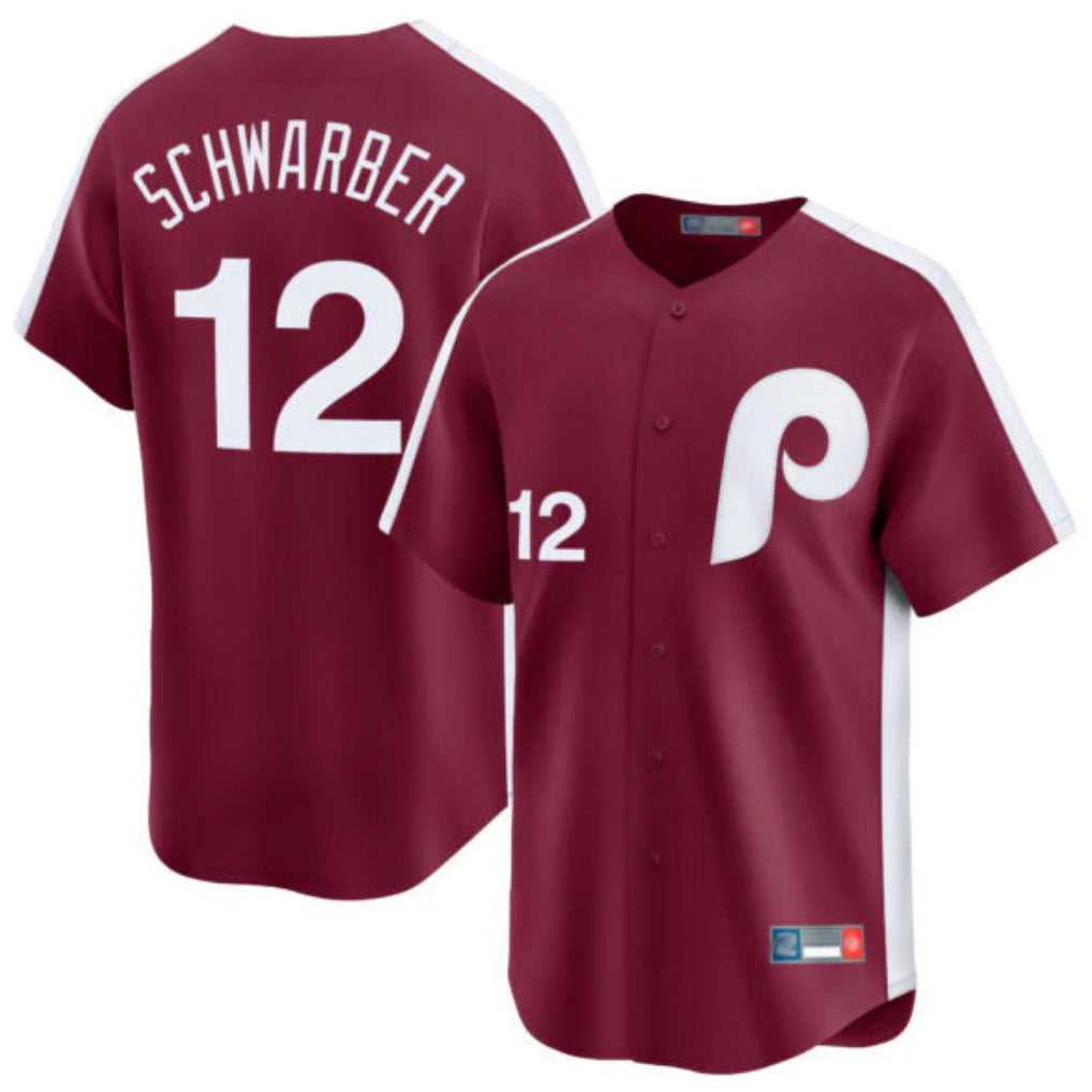 MATTH P.Phillies #12 Kyle Schwarber Player Red Cooperstown Collection Limited Home Stitched Jerseys