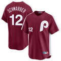 MATTH P.Phillies #12 Kyle Schwarber Player Red Cooperstown Collection Limited Home Stitched Jerseys