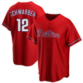MATTH P.Phillies #12 Kyle Schwarber Player Red Home Game Stitched Jerseys