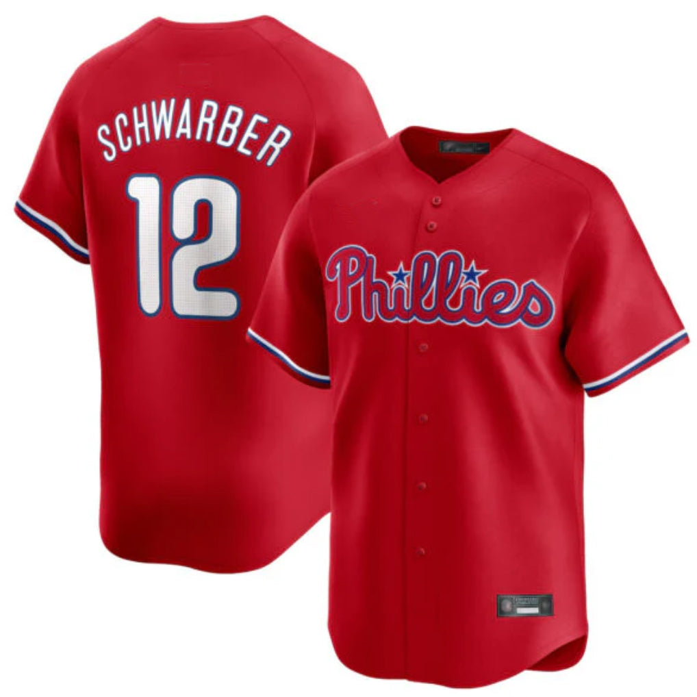 MATTH P.Phillies #12 Kyle Schwarber Player Red Home Limited Stitched Jerseys