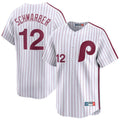 MATTH P.Phillies #12 Kyle Schwarber Player White Cooperstown Collection Limited Home Stitched Jerseys