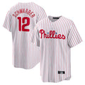 MATTH P.Phillies #12 Kyle Schwarber Player White Home Game Stitched Jerseys