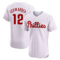 MATTH P.Phillies #12 Kyle Schwarber Player White Home Limited Elite Stitched Jerseys