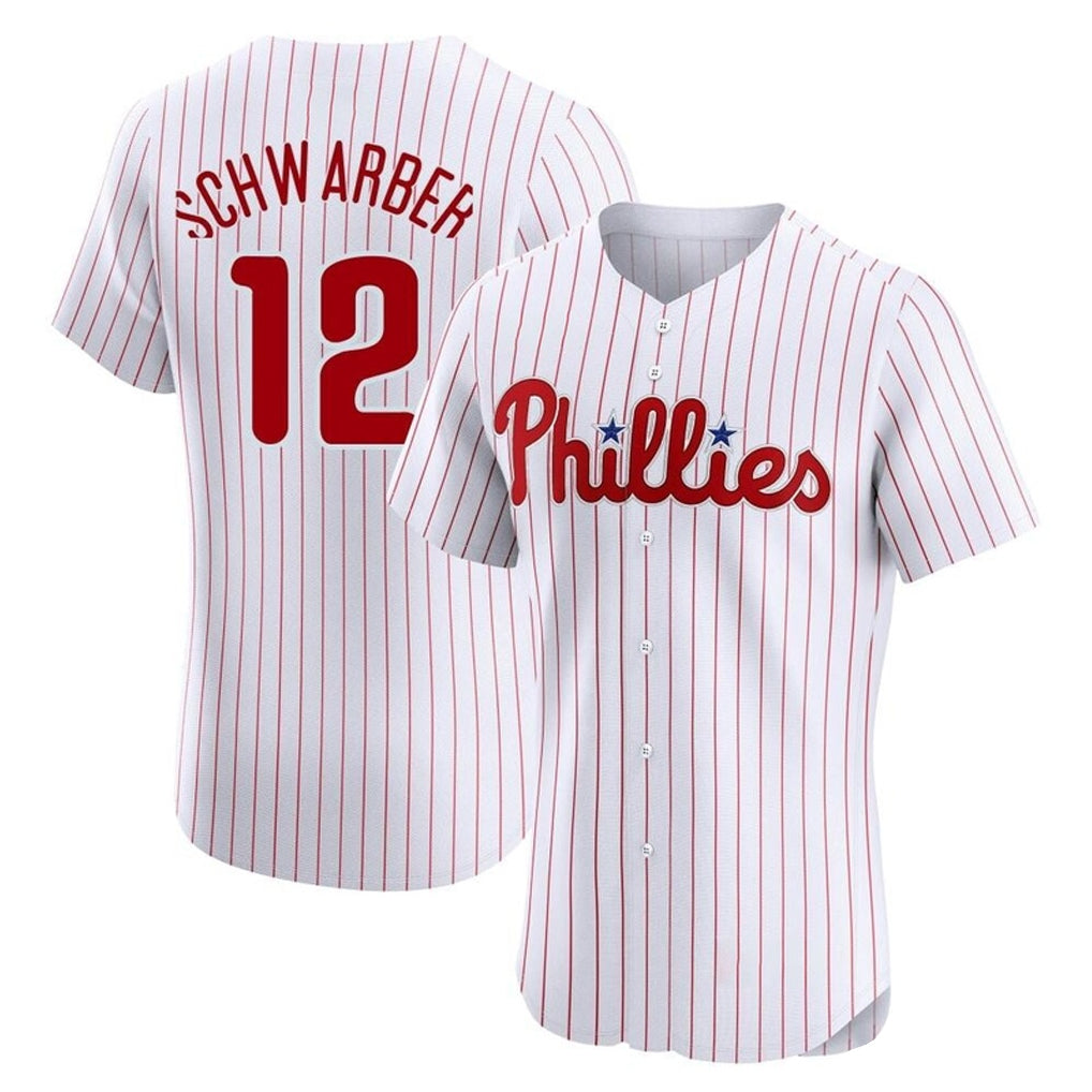 MATTH P.Phillies #12 Kyle Schwarber Player White Home Limited Elite Stitched Jerseys