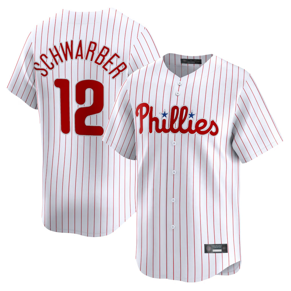 MATTH P.Phillies #12 Kyle Schwarber Player White Home Limited Stitched Jerseys