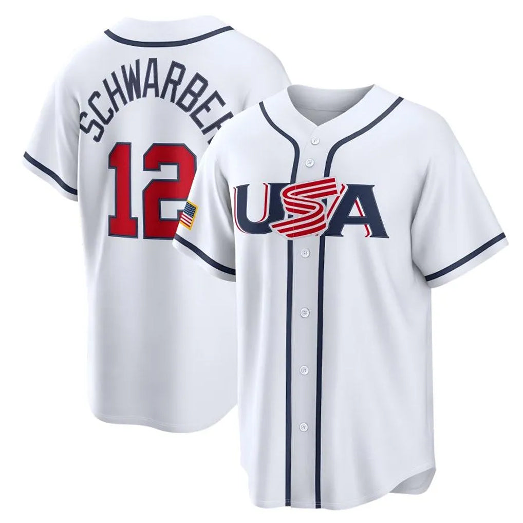 MATTH P.Phillies #12 Kyle Schwarber Player White USA World Classic Game Limited Stitched Jerseys