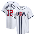 MATTH P.Phillies #12 Kyle Schwarber Player White USA World Classic Game Limited Stitched Jerseys