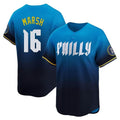 MATTH P.Phillies #16 Brandon Marsh Player Blue City Connect Home Limited Stitched Jerseys