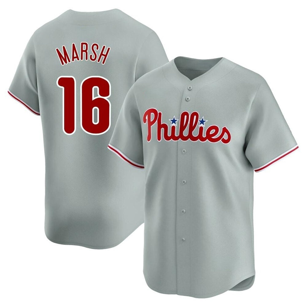 MATTH P.Phillies #16 Brandon Marsh Player Gray Home Limited Stitched Jerseys