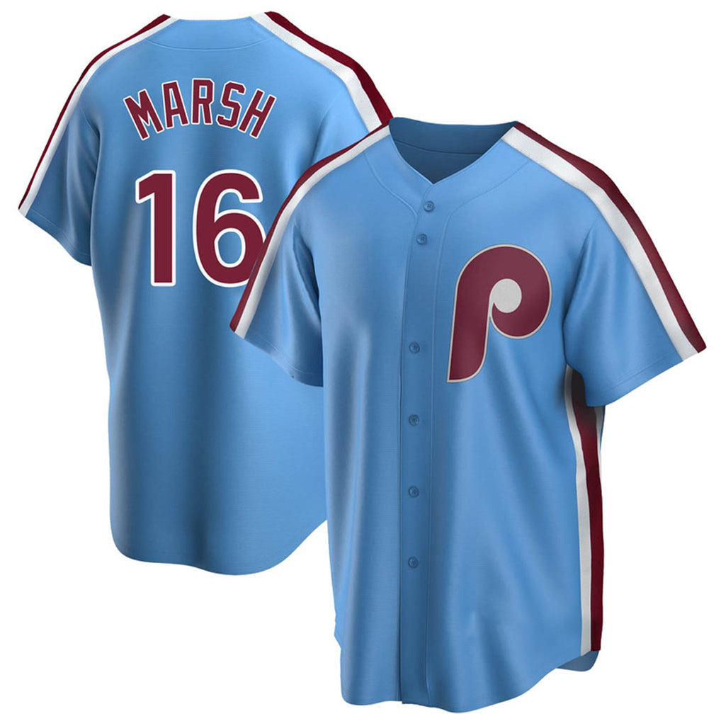 MATTH P.Phillies #16 Brandon Marsh Player Light Blue Home Game Stitched Jerseys