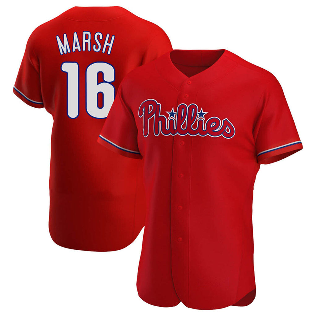 MATTH P.Phillies #16 Brandon Marsh Player Red Home Limited Elite Stitched Jerseys