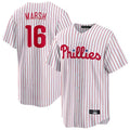 MATTH P.Phillies #16 Brandon Marsh Player White Home Game Stitched Jerseys