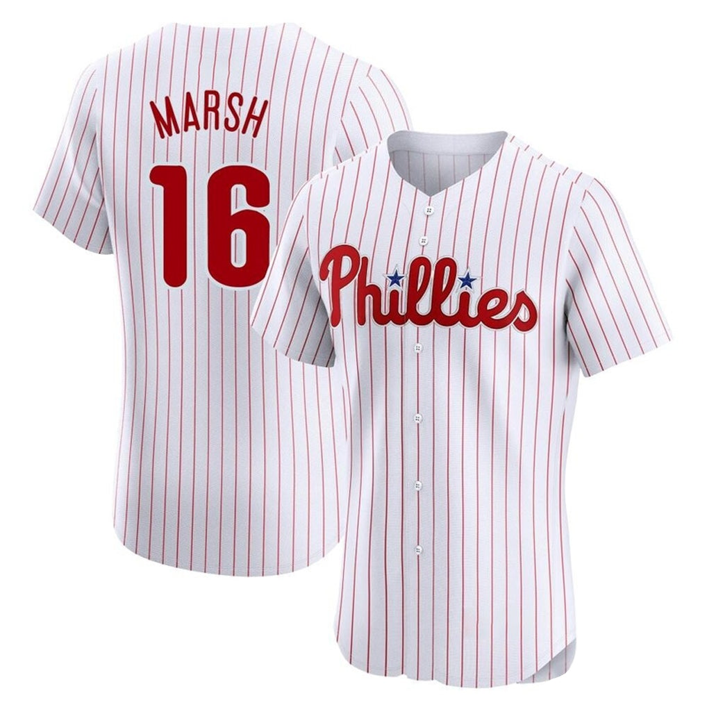 MATTH P.Phillies #16 Brandon Marsh Player White Home Limited Elite Stitched Jerseys