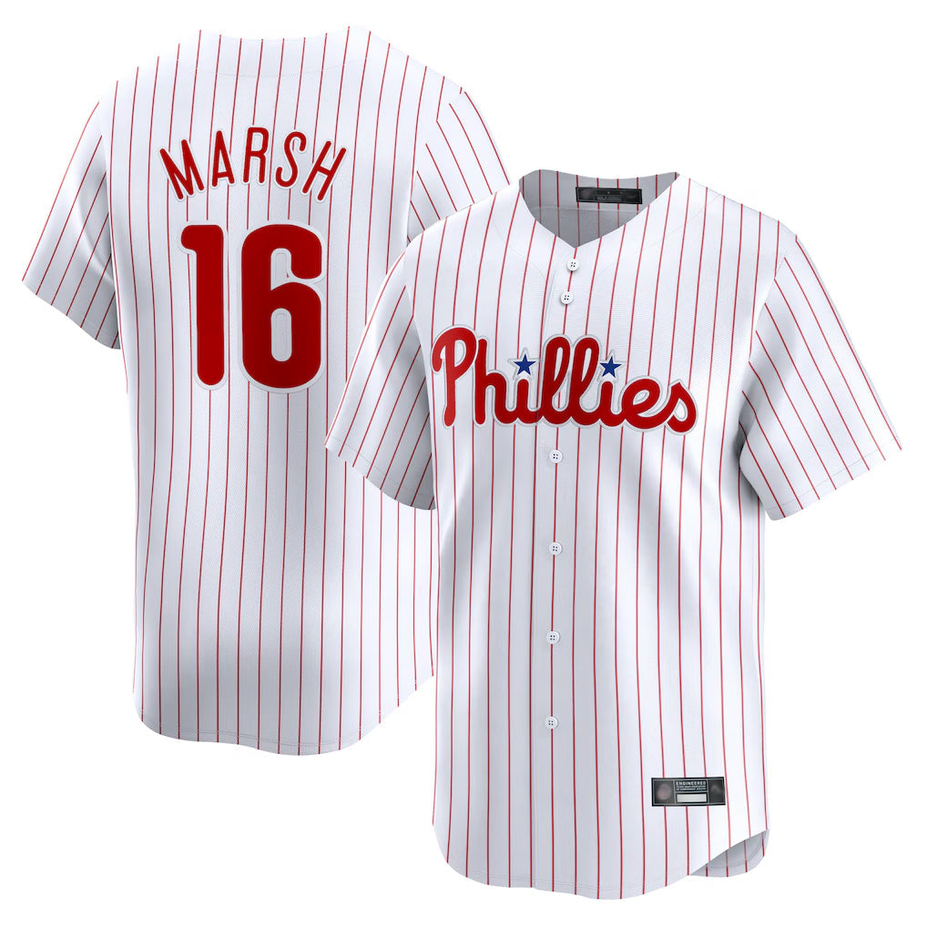 MATTH P.Phillies #16 Brandon Marsh Player White Home Limited Stitched Jerseys