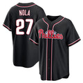 MATTH P.Phillies #27 Aaron Nola Player Black Fashion Out Home Game Stitched Jerseys