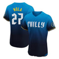 MATTH P.Phillies #27 Aaron Nola Player Blue City Connect Home Limited Elite Stitched Jerseys