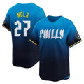 MATTH P.Phillies #27 Aaron Nola Player Blue City Connect Home Limited Stitched Jerseys
