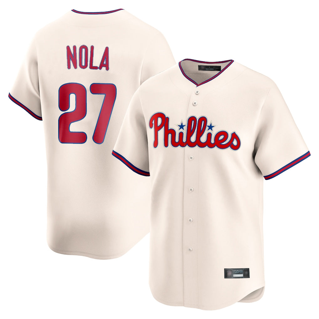 MATTH P.Phillies #27 Aaron Nola Player Cream Home Limited Stitched Jerseys