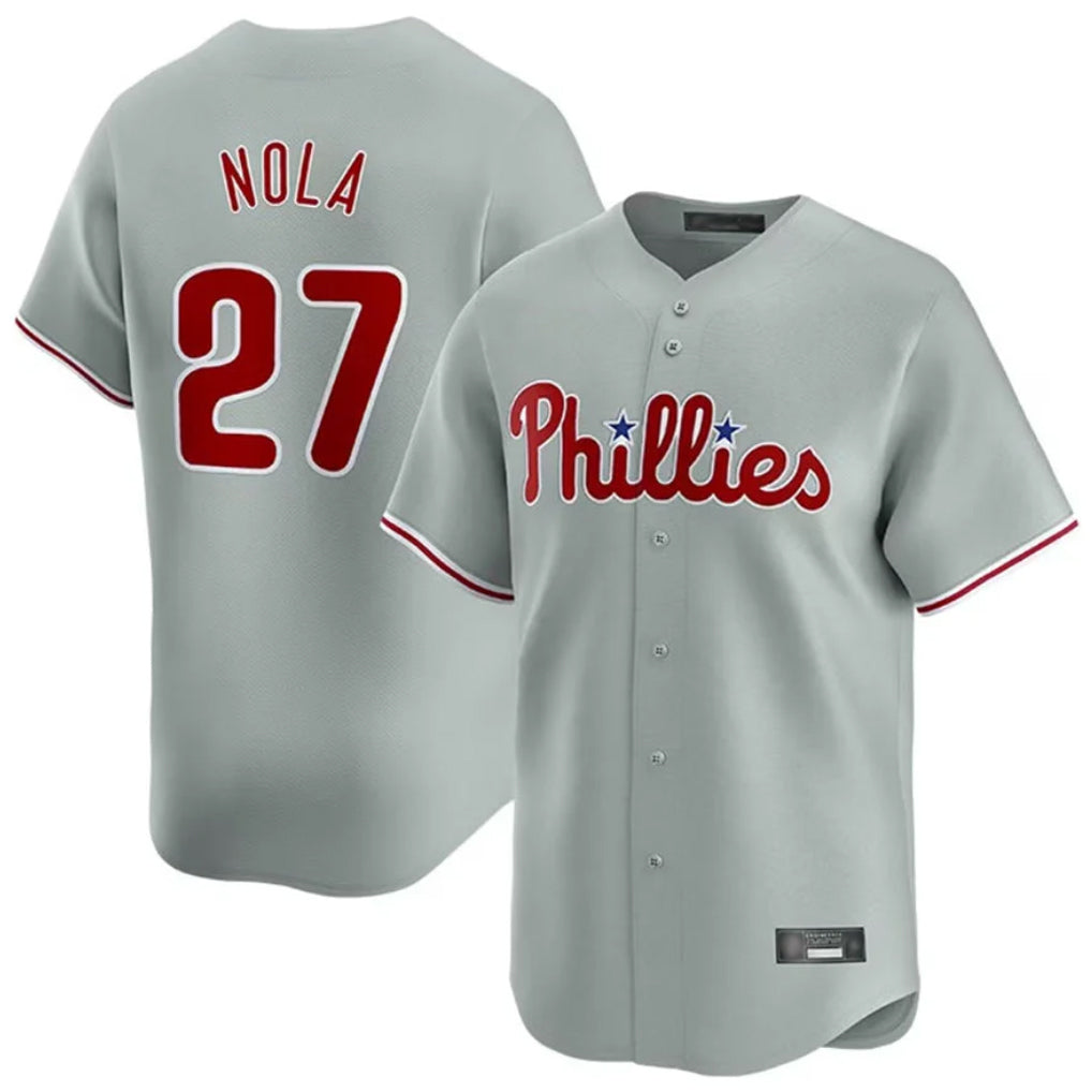MATTH P.Phillies #27 Aaron Nola Player Gray Home Limited Stitched Jerseys