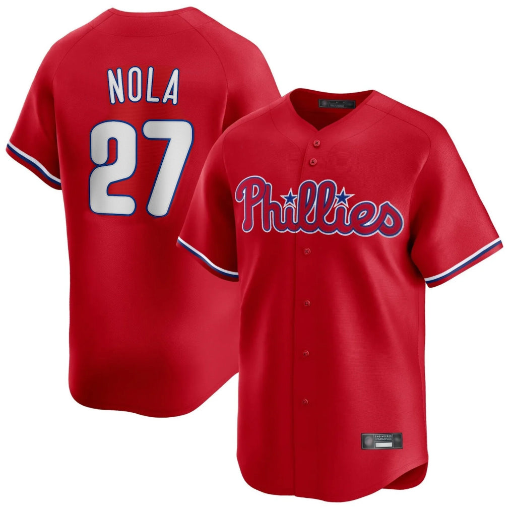 MATTH P.Phillies #27 Aaron Nola Player Red Home Limited Stitched Jerseys