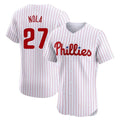 MATTH P.Phillies #27 Aaron Nola Player White Home Limited Elite Stitched Jerseys