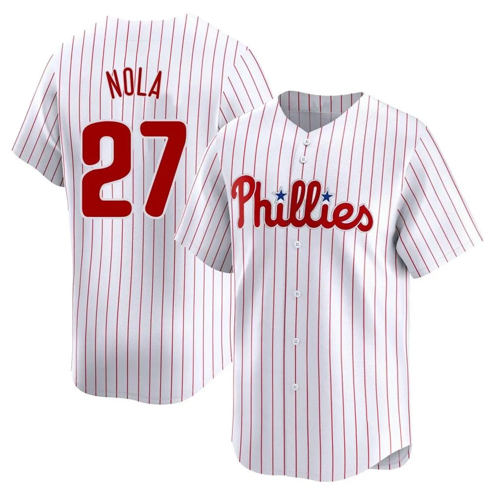 MATTH P.Phillies #27 Aaron Nola Player White Home Limited Stitched Jerseys