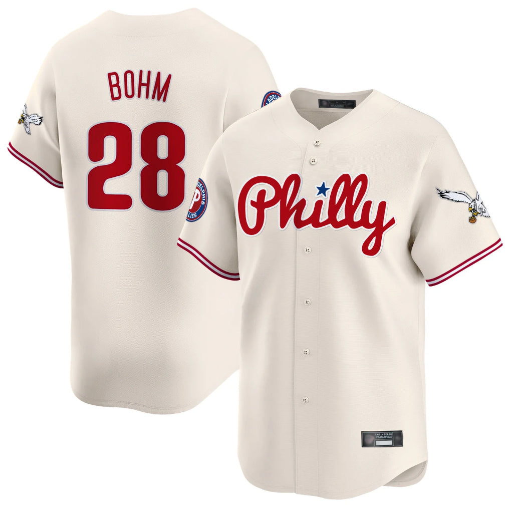 MATTH P.Phillies #28 Alec Bohm Player Cream Phillies & Eagles Vapor Premier Limited Stitched Jerseys