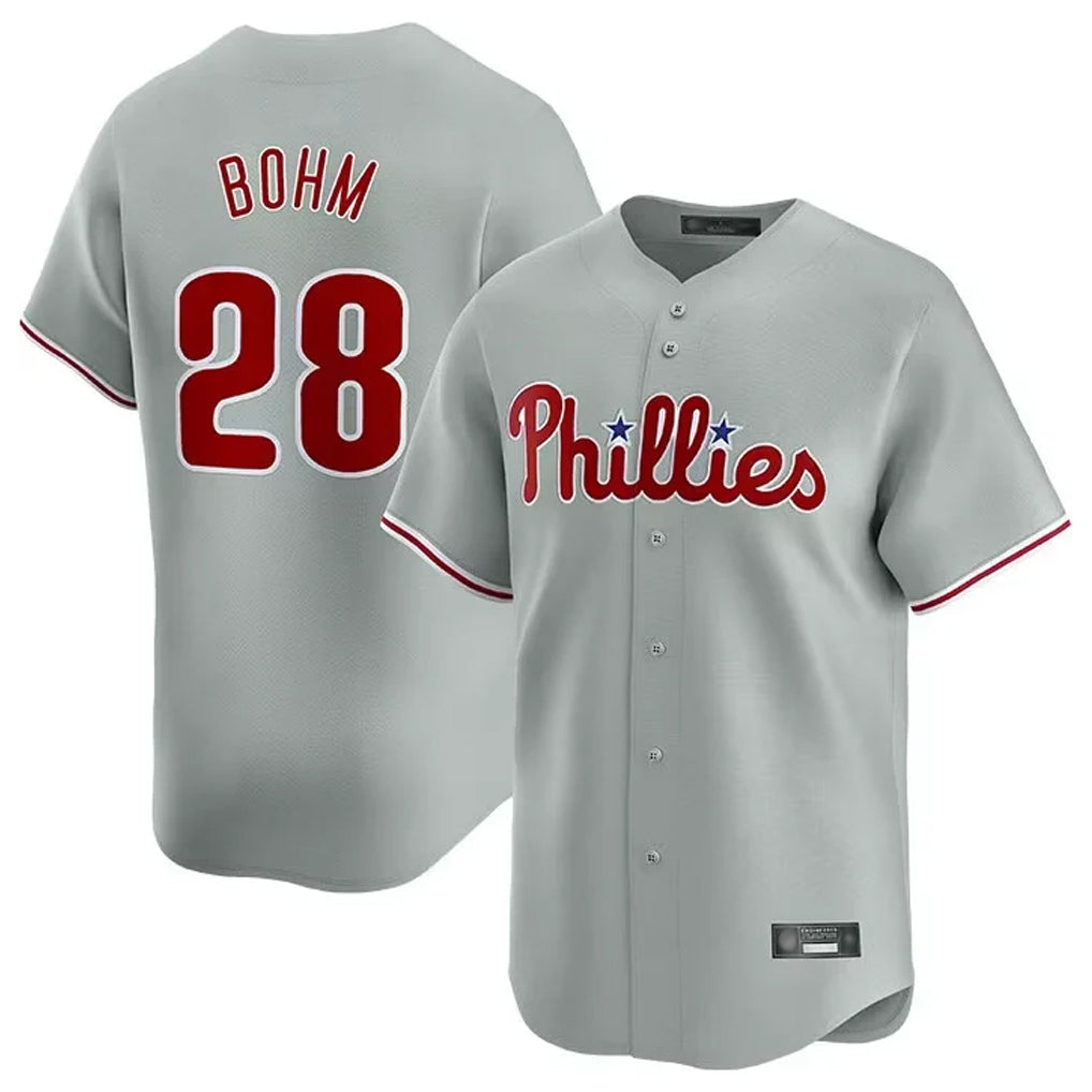 MATTH P.Phillies #28 Alec Bohm Player Gray Home Limited Stitched Jerseys