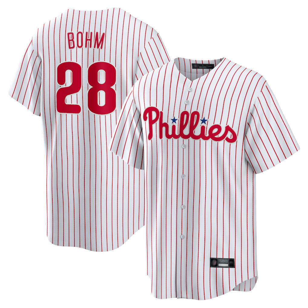MATTH P.Phillies #28 Alec Bohm Player White Home Game Stitched Jerseys
