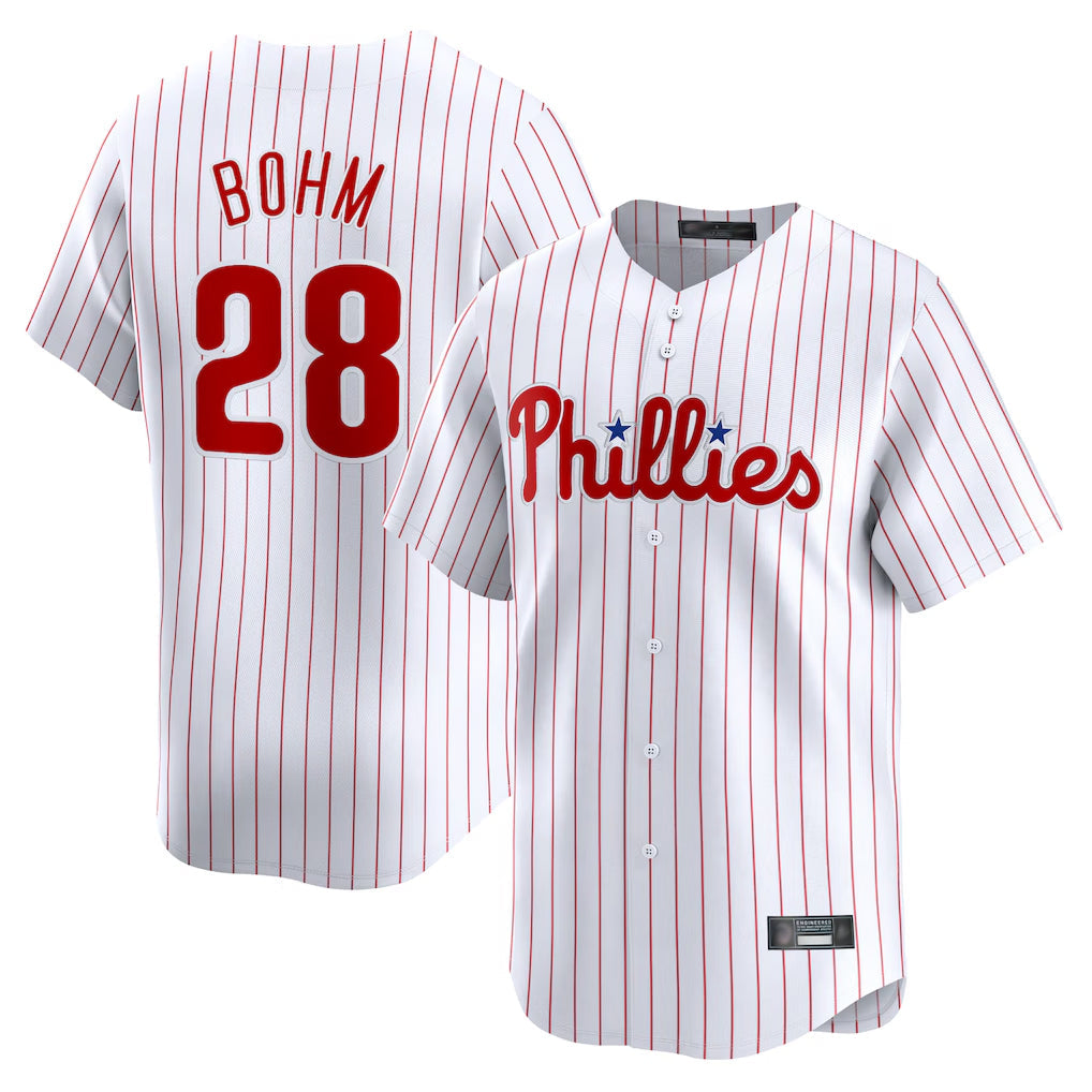 MATTH P.Phillies #28 Alec Bohm Player White Home Limited Stitched Jerseys