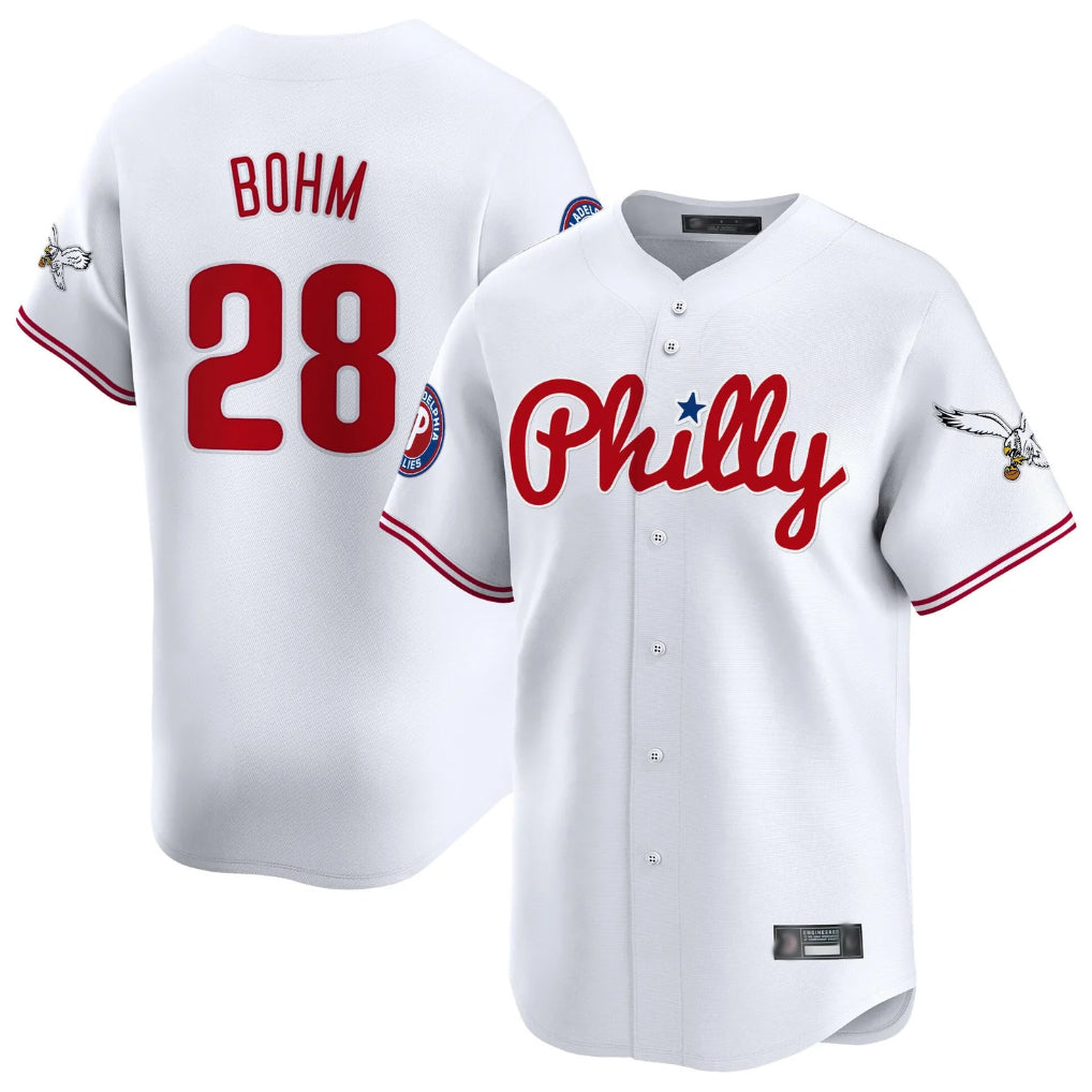 MATTH P.Phillies #28 Alec Bohm Player White Phillies & Eagles Vapor Premier Limited Stitched Jerseys
