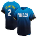 MATTH P.Phillies #2 Justin Crawford Player Blue City Connect Home Limited Stitched Jerseys